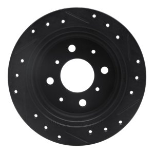 Chrysler LHS Brake Rotor (1) - Front Left - R1 Concepts - Drilled & Slotted - Black - `98-`00